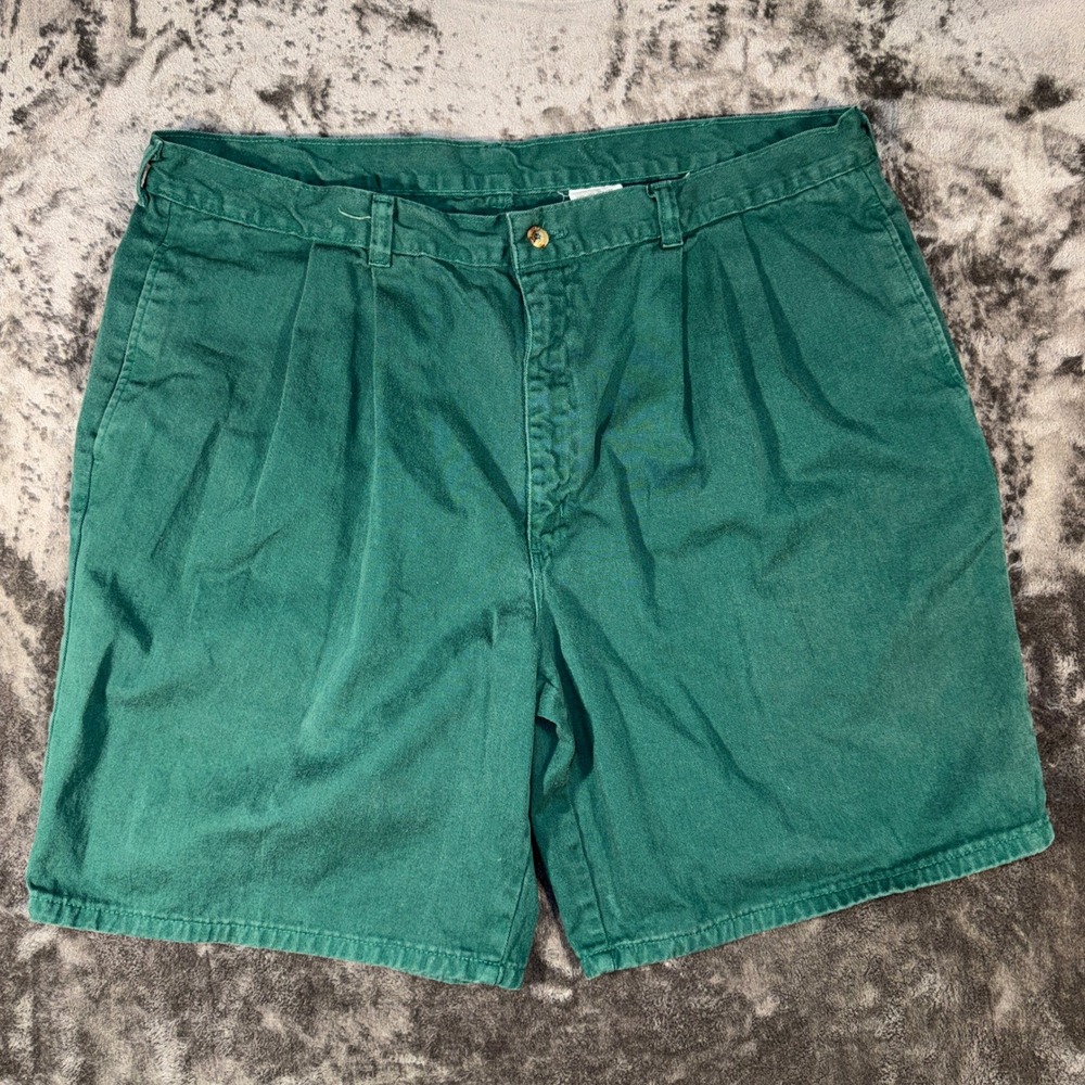 Duck Head Mens Vintage Pleated Chino Shorts Green Cotton Twill Size 46